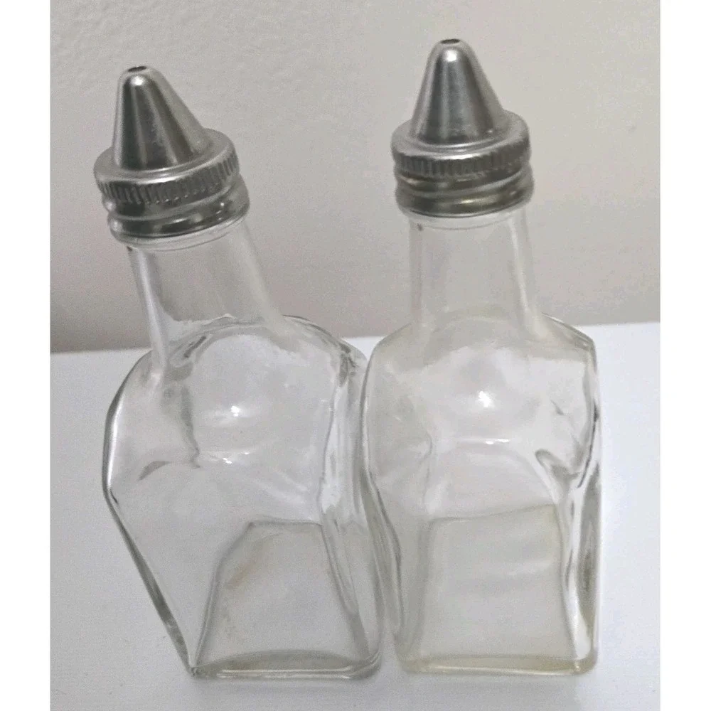 Vintage Gemco Oil & Vinegar Cruet Set Glass Mid Century Modern MCM Kitchen Decor